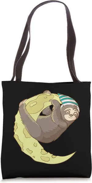 Funny Sloth Sleeping On The Moon Gift | Cool Sluggish Animal Tote Bag
