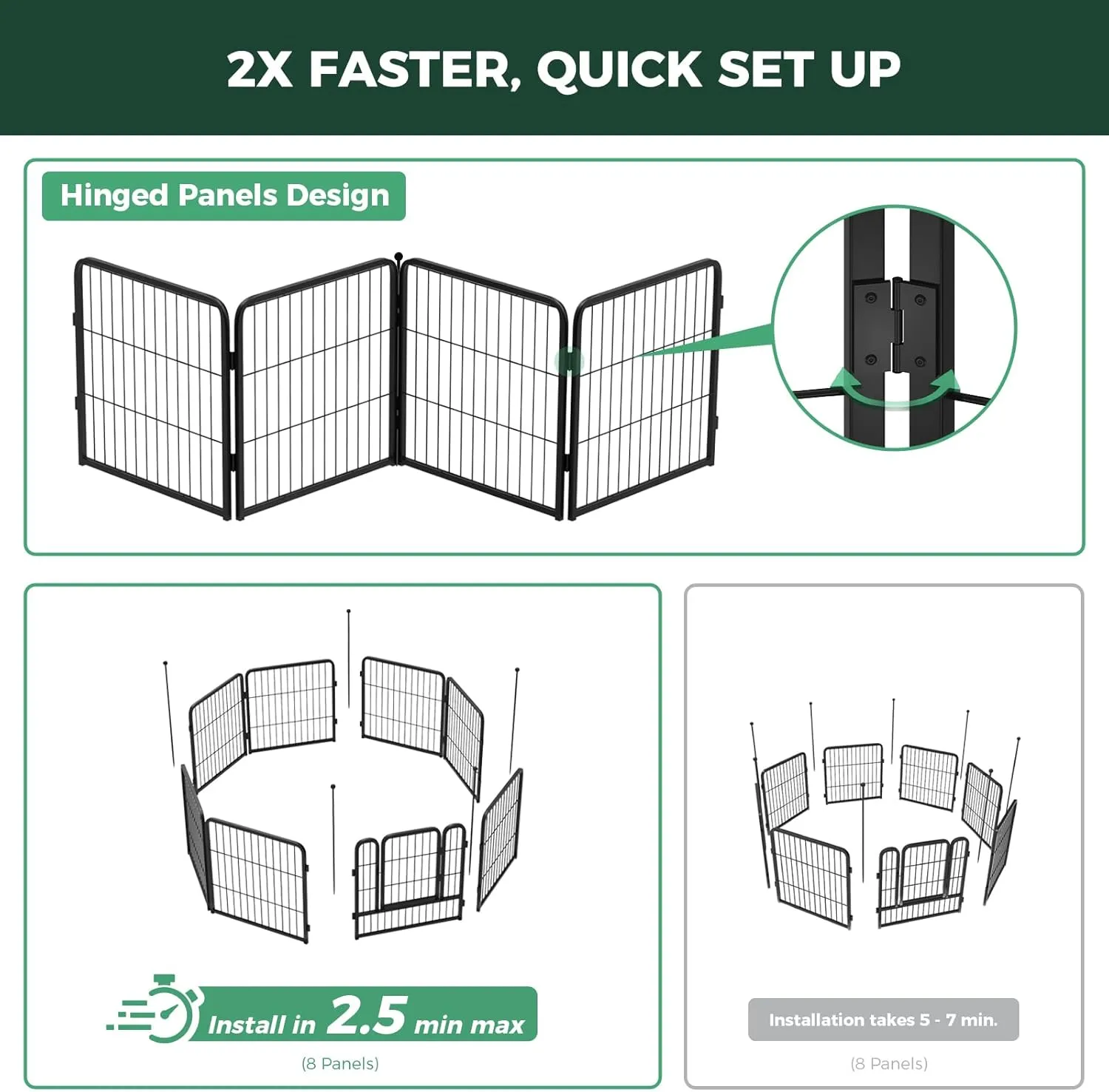 FXW Instant Dog Playpen, Portable Pet Fence for Outdoor, RV Trips, and Camping, 40inch, 16 Panels for Medium and Large Dogs│Patented