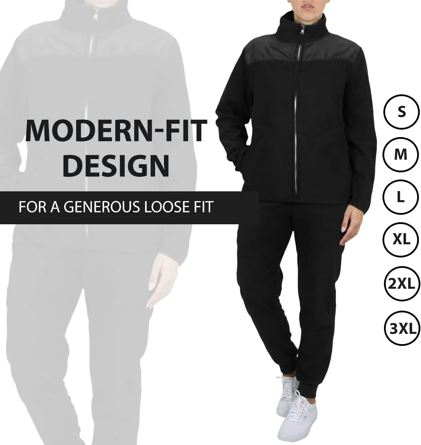 Galaxy by Harvic Women's Polar Fleece Jacket & Joggers Pant Set with pocket for Jogging, Sports