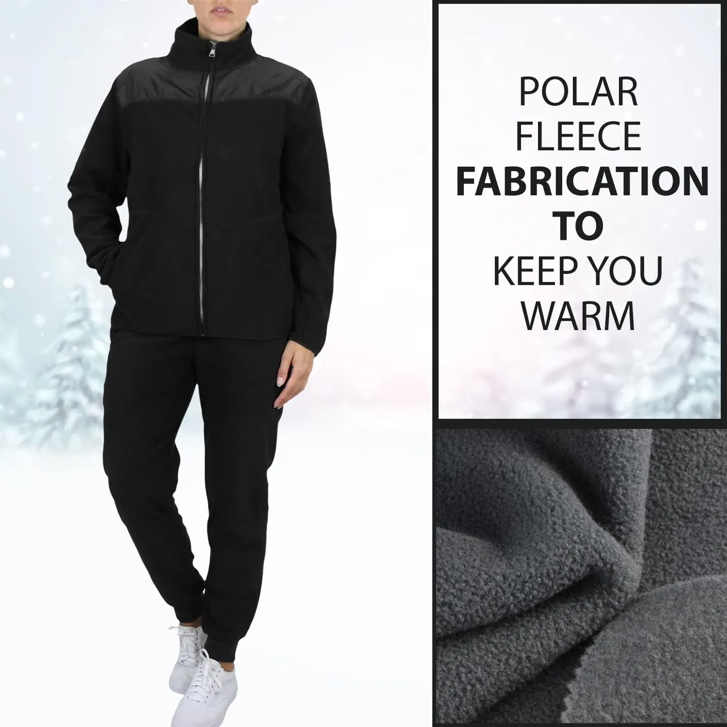 Galaxy by Harvic Women's Polar Fleece Jacket & Joggers Pant Set with pocket for Jogging, Sports
