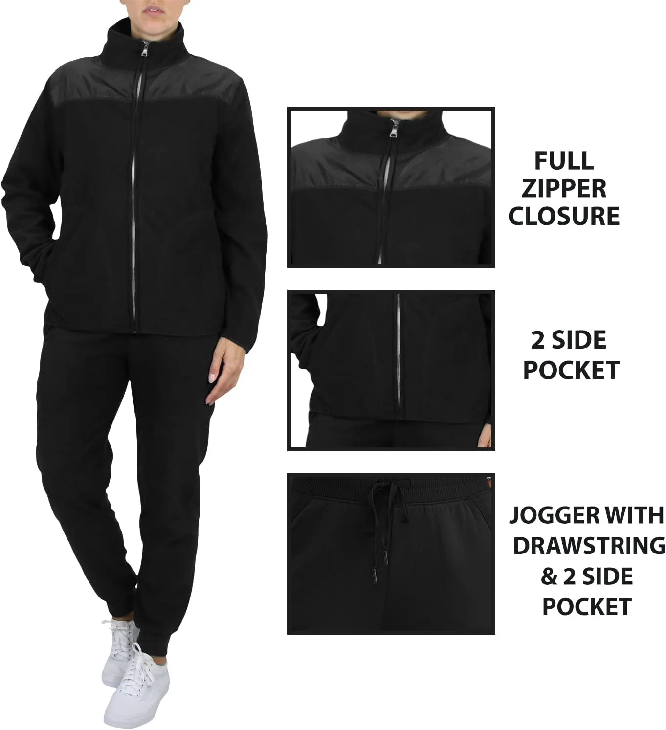 Galaxy by Harvic Women's Polar Fleece Jacket & Joggers Pant Set with pocket for Jogging, Sports