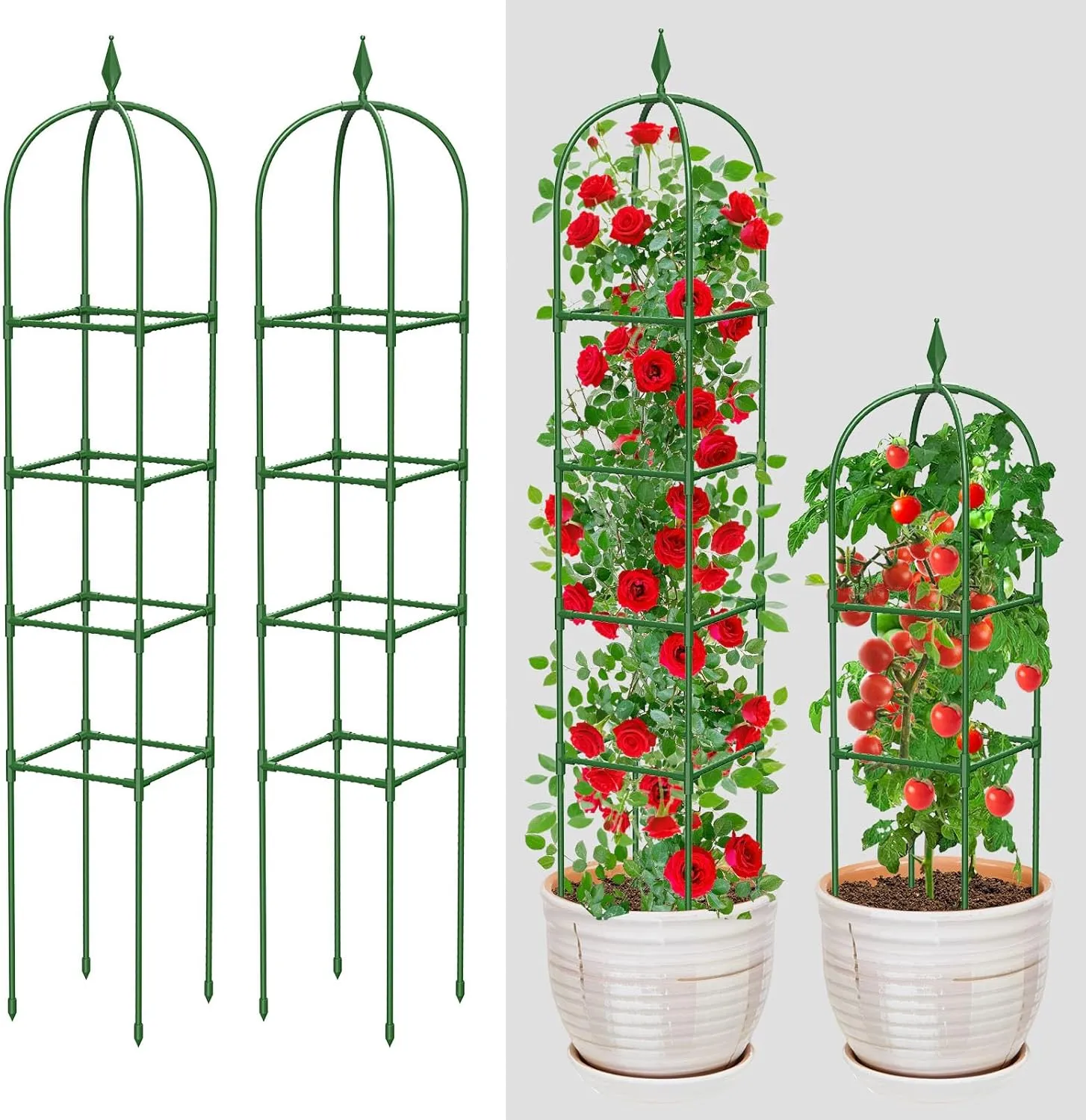 Garden Trellis for Climbing Plants Outdoor & Indoor - 2 Pack 6Ft Tall Rustproof Plant Support Cage for Vines, Flowers, Vegetables, Roses | Heavy-Duty, Adjustable & Decorative
