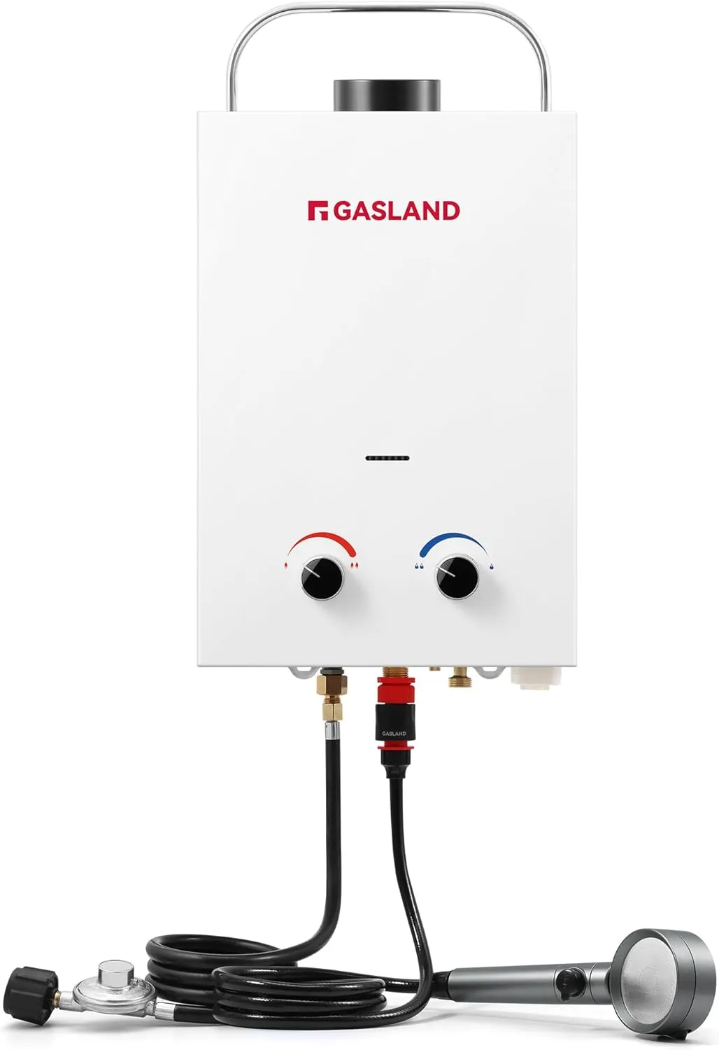 GASLAND BS158 Outdoor Portable Gas Water Heater 1.58GPM, 6L Propane Tankless Water Heater for RV Camping Cabin Boat, Overheating Protection, Easy to Install, White