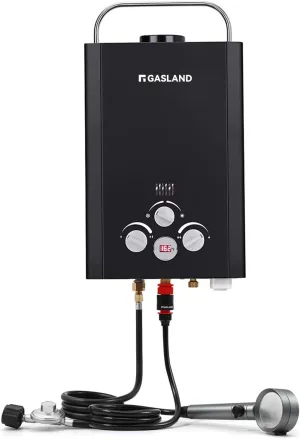 GASLAND Outdoors BE158B 1.58GPM 6L Portable Gas Water Heater, Instant Propane Heater, Overheating Protection, Easy to Install, Use for RV, Cabin, Barn, Camping, Boat, Black