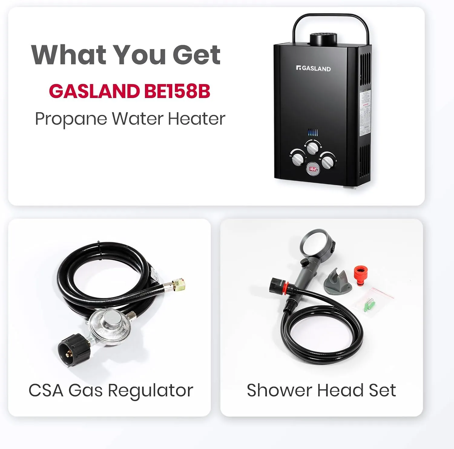 GASLAND Outdoors BE158B 1.58GPM 6L Portable Gas Water Heater, Instant Propane Heater, Overheating Protection, Easy to Install, Use for RV, Cabin, Barn, Camping, Boat, Black