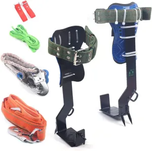Gdrasuya10 Tree Climbing Spikes with Harness Belt, 304 Stainless Steel Tree Climbing Tool, Pole Climbing Gear Adjustable Climbing Tree Non-Slip Pedal for Hunting Observation, Picking Fruit, 2 Gear