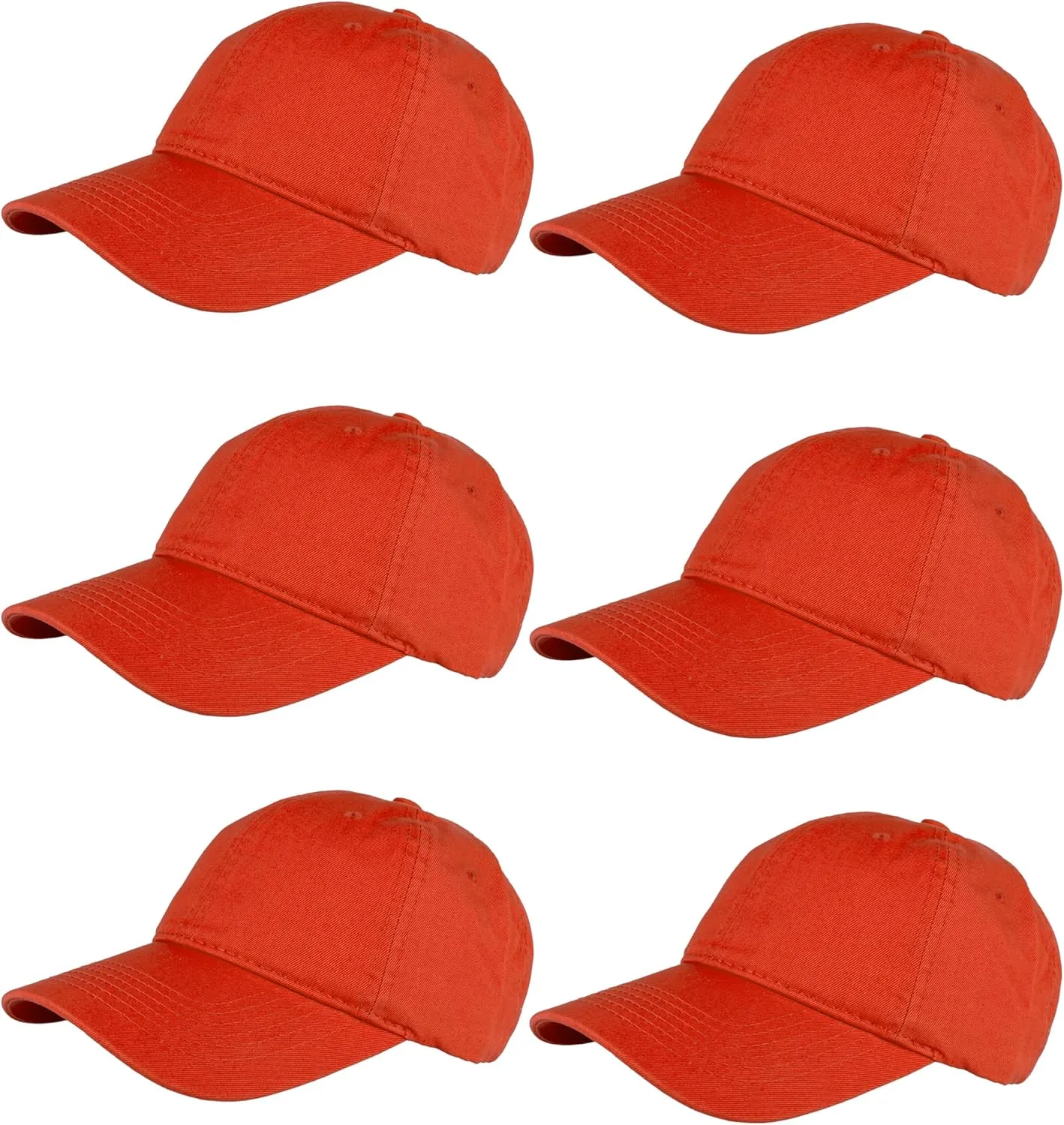Gelante Cotton Twill Washed Unstructure Baseball Cap - Adjustable Blank Hat for Men Women - Wholesale Bulk Lot of 6 Pack