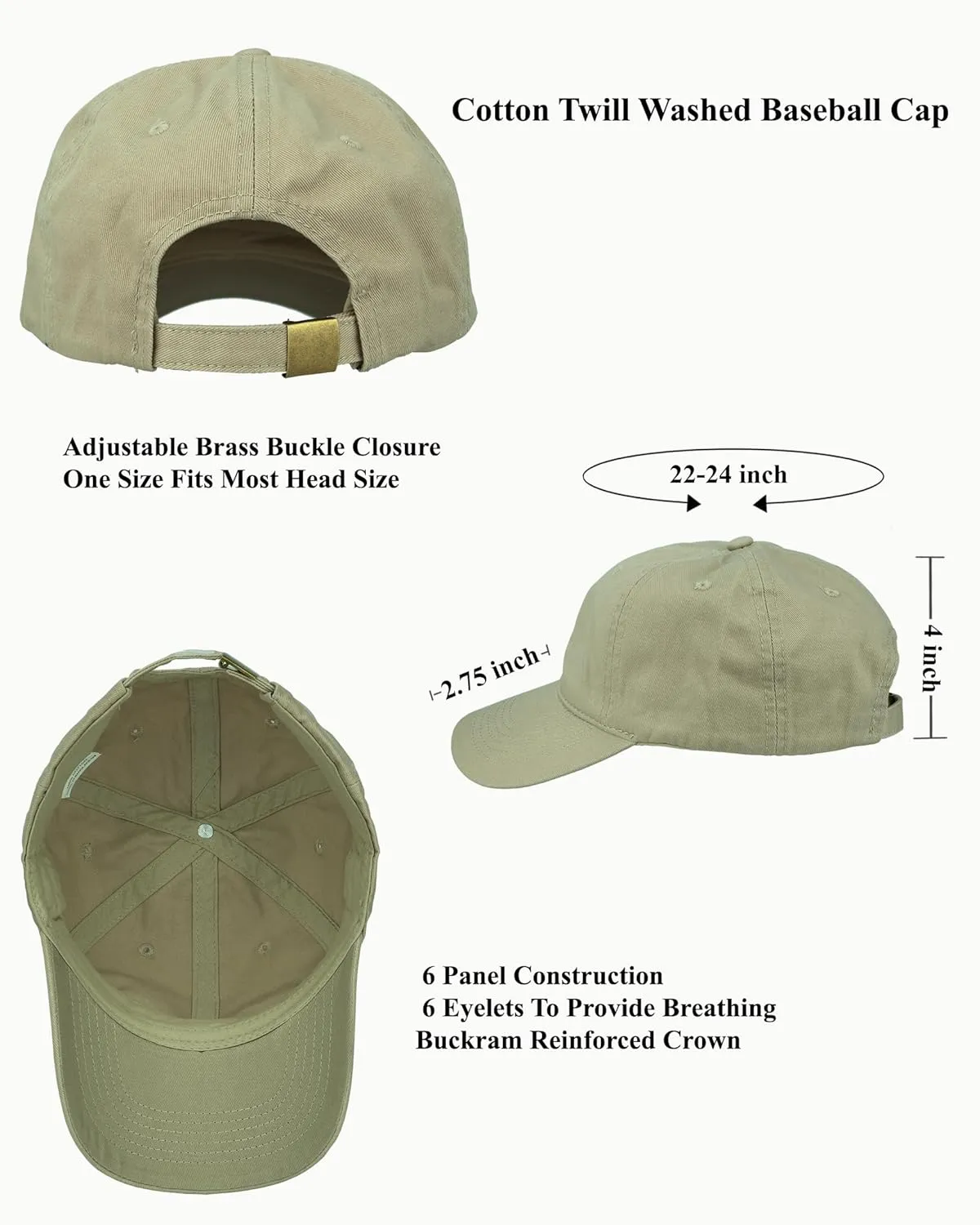 Gelante Cotton Twill Washed Unstructure Baseball Cap - Adjustable Blank Hat for Men Women - Wholesale Bulk Lot of 6 Pack