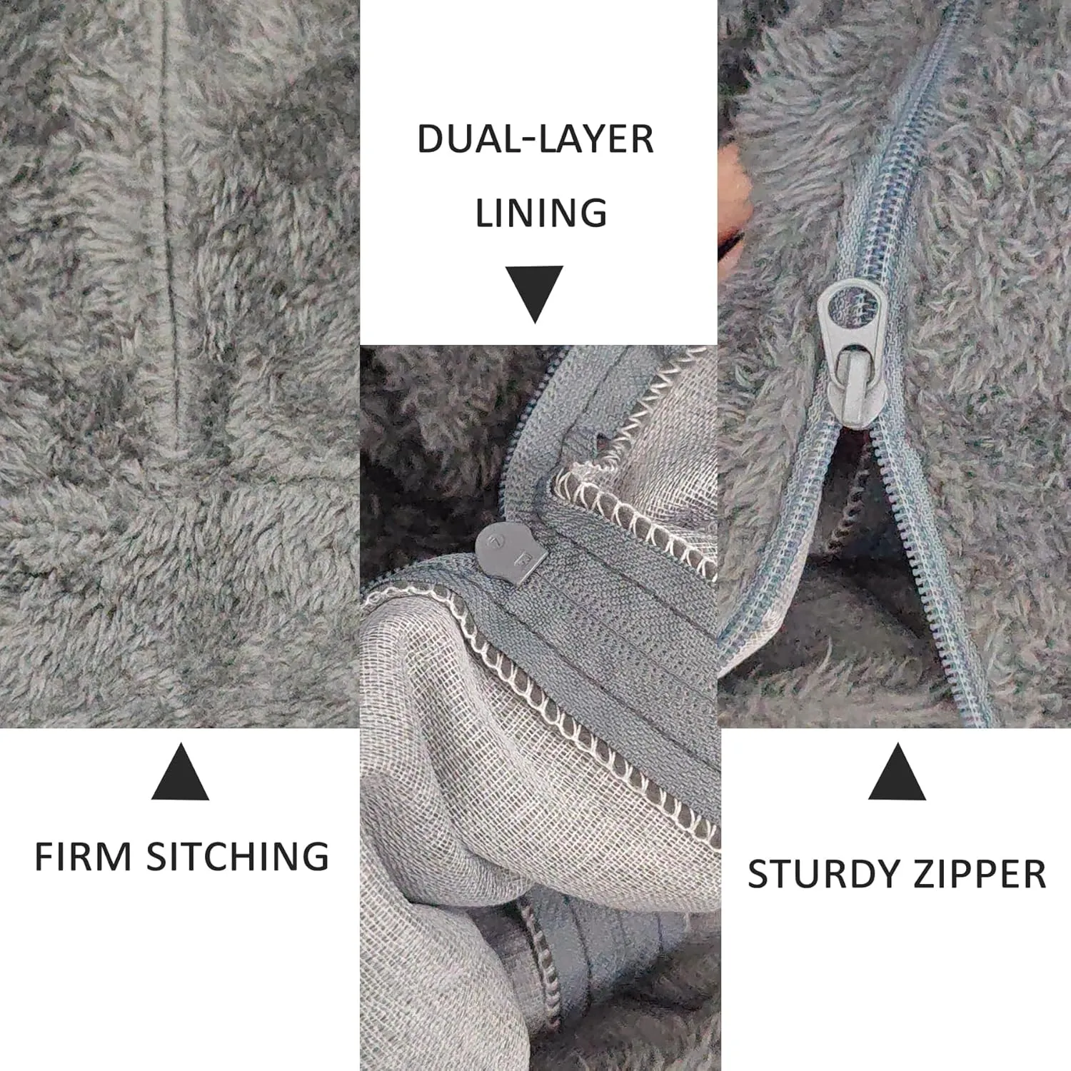 Giant Beanbag Chair Cover for Adults and Kids Comfy Fluffy Cover for Lazy Sofa Floor Chair Stuffed Animal Storage, Grey, 7FT
