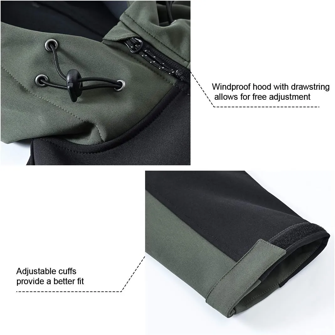Gopune Men's Lightweight Soft Shell Jacket Fleece Lined Waterproof Hooded Hiking Winter Jacket