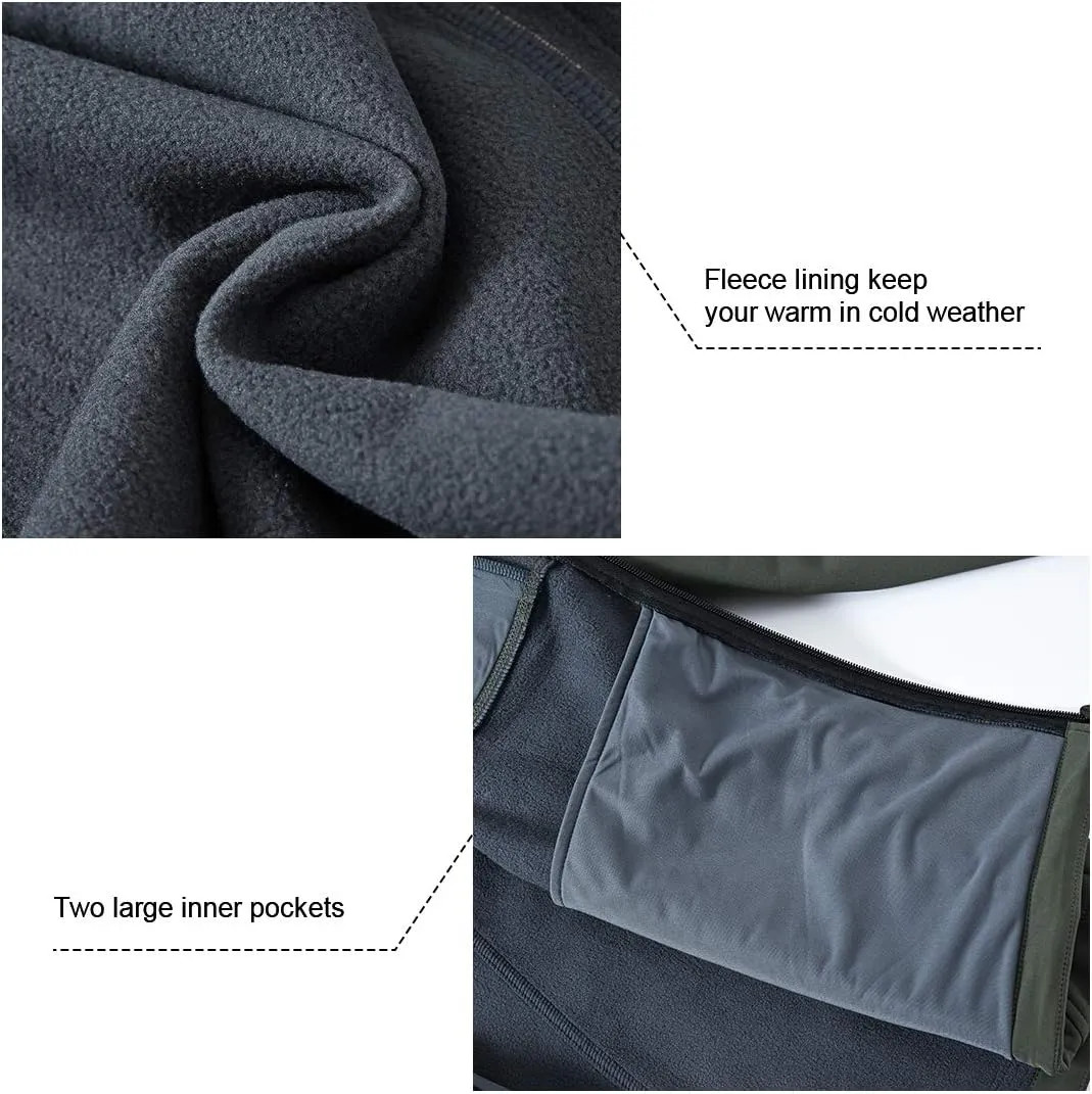 Gopune Men's Lightweight Soft Shell Jacket Fleece Lined Waterproof Hooded Hiking Winter Jacket