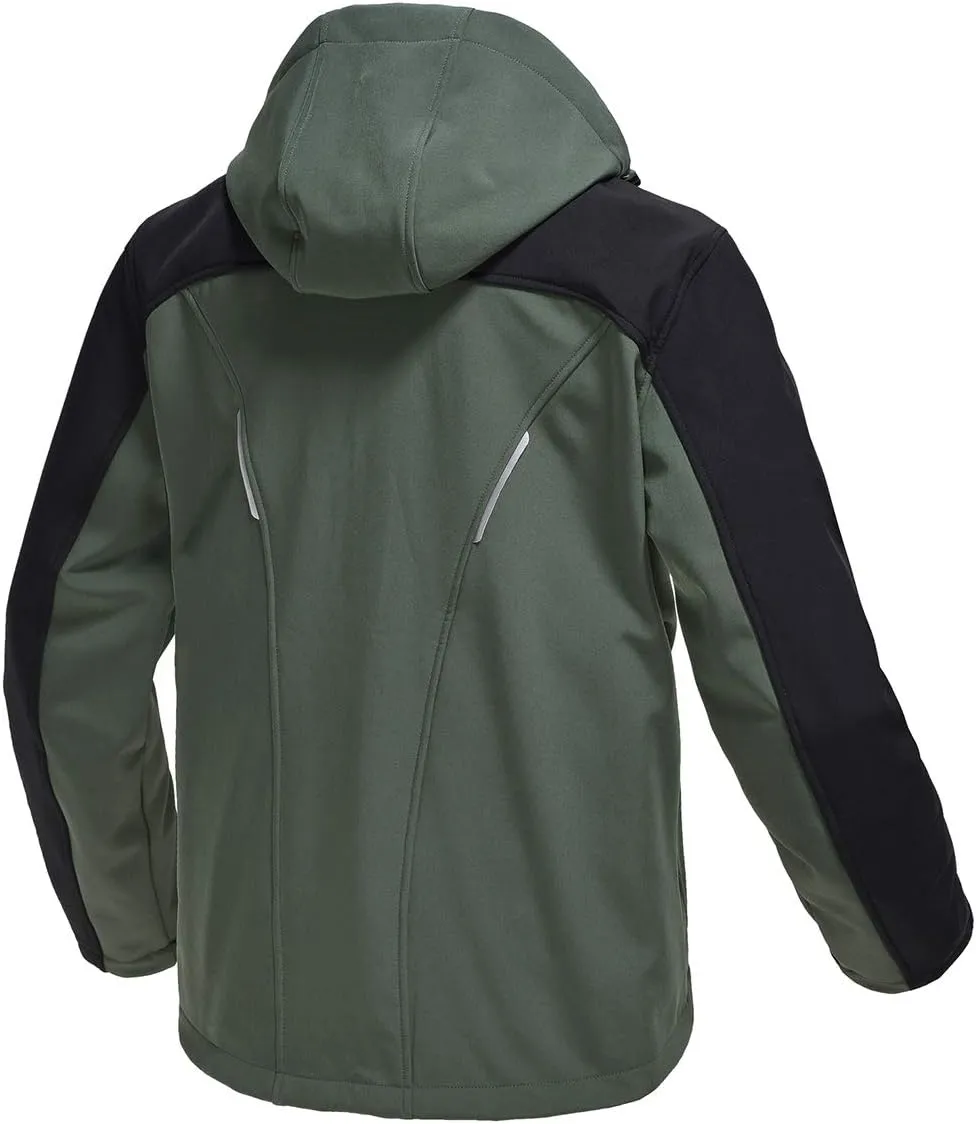 Gopune Men's Lightweight Soft Shell Jacket Fleece Lined Waterproof Hooded Hiking Winter Jacket