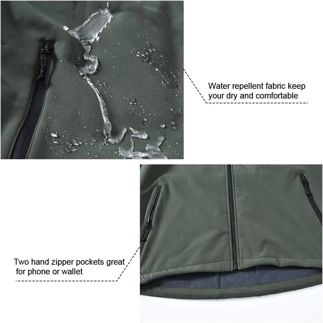 Gopune Men's Lightweight Soft Shell Jacket Fleece Lined Waterproof Hooded Hiking Winter Jacket