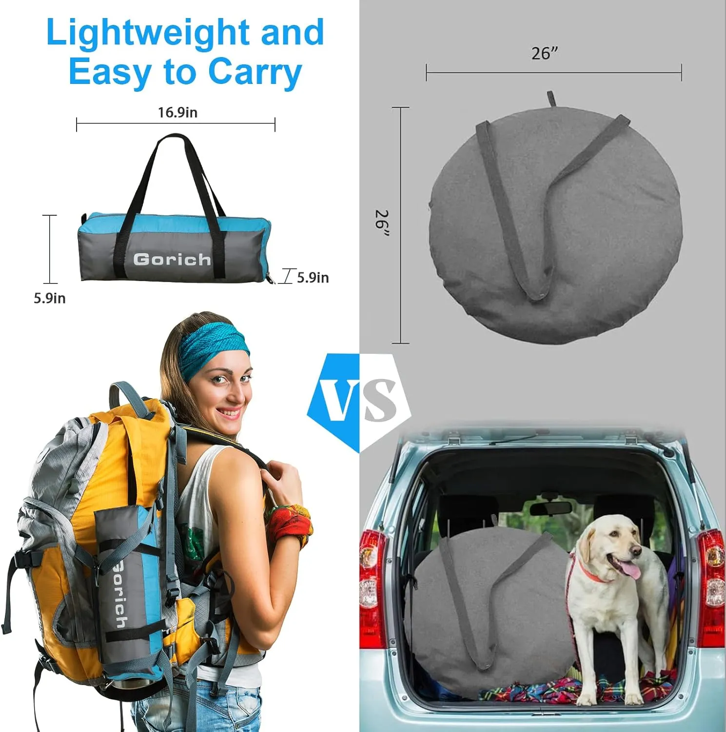Gorich Beach Tent Sun Shelter with UPF50  UV Protection for 3-6 Person, Lightweight & Portable Beach Shade Canopy with 2 Zippered Doors, Easy Setup Family Beach Umbrella