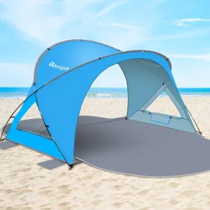 Gorich Beach Tent Sun Shelter with UPF50  UV Protection for 3-6 Person, Lightweight & Portable Beach Shade Canopy with 2 Zippered Doors, Easy Setup Family Beach Umbrella