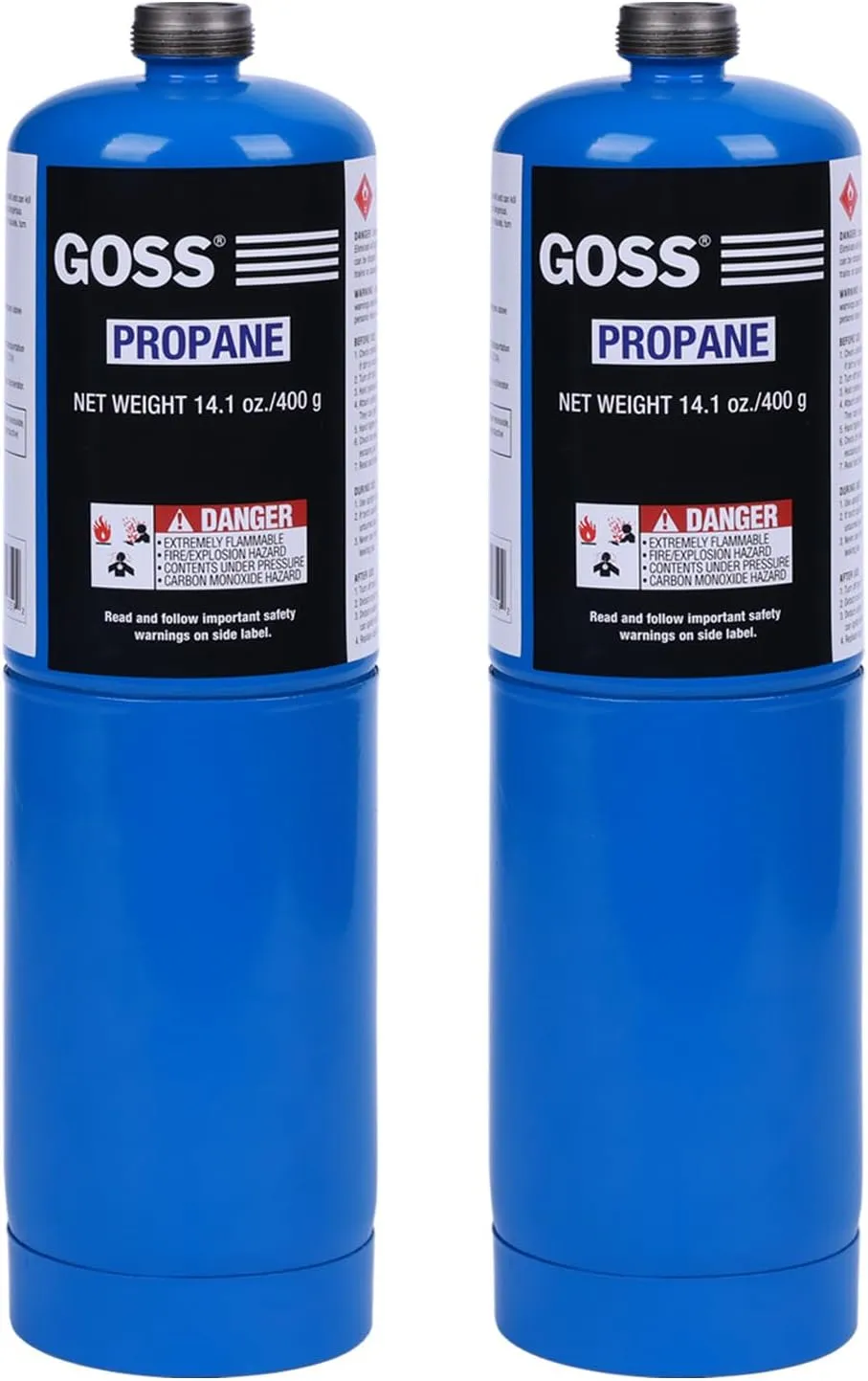 GOSS Standard Propane Fuel Cylinder/Canister-Pack of 2, 14.1oz/Bottle