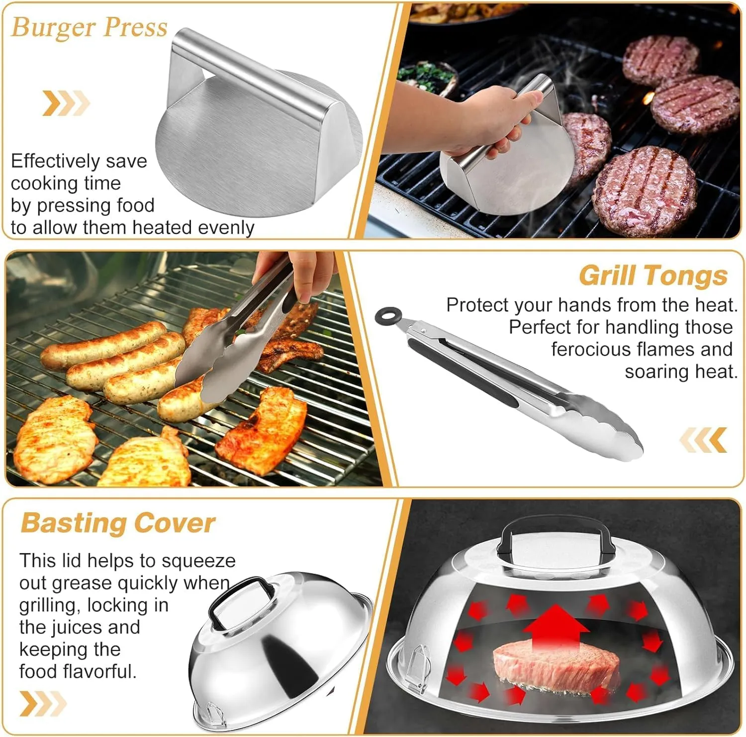 Griddle Accessories Kit, 20 PCS Flat Top Grill Accessories for Blackstone Camp Chef, Metal Spatula Set with Burger Press,Basting Cover,Melting Dome,Tongs,Carry Bag for Outdoor Grilling BBQ