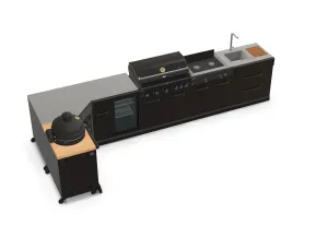 GRLLR Outdoor Kitchen L Shape, Sink, 5 Burner, Stove Fridge and kamado