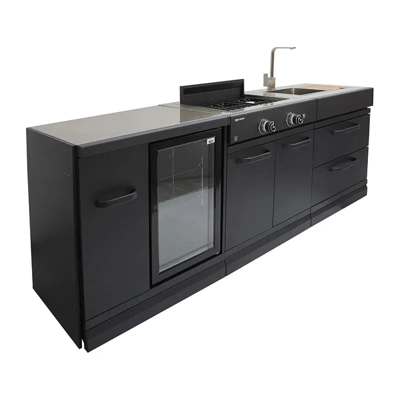 GRLLR Outdoor Kitchen Sink 4 Burner and Fridge