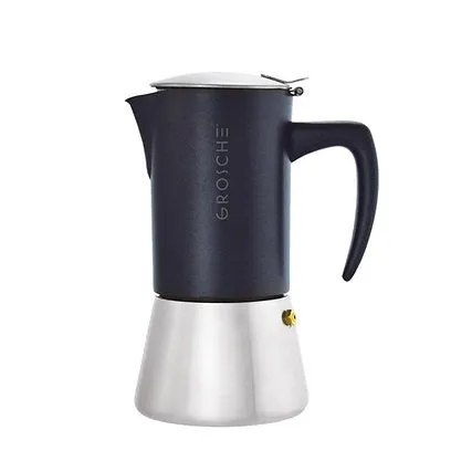 Grosche Milano Stovetop Espresso Coffee Maker Black Stainless Steel 6/10 Cup