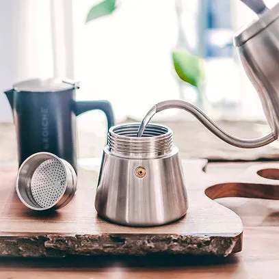 Grosche Milano Stovetop Espresso Coffee Maker Black Stainless Steel 6/10 Cup