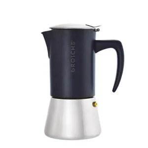 Grosche Milano Stovetop Espresso Coffee Maker Black Stainless Steel 6/10 Cup