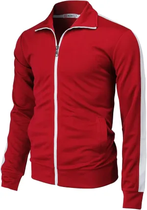 H2H Mens Active Slim Fit Track Lightweight Jacket Zip-up Long Sleeve