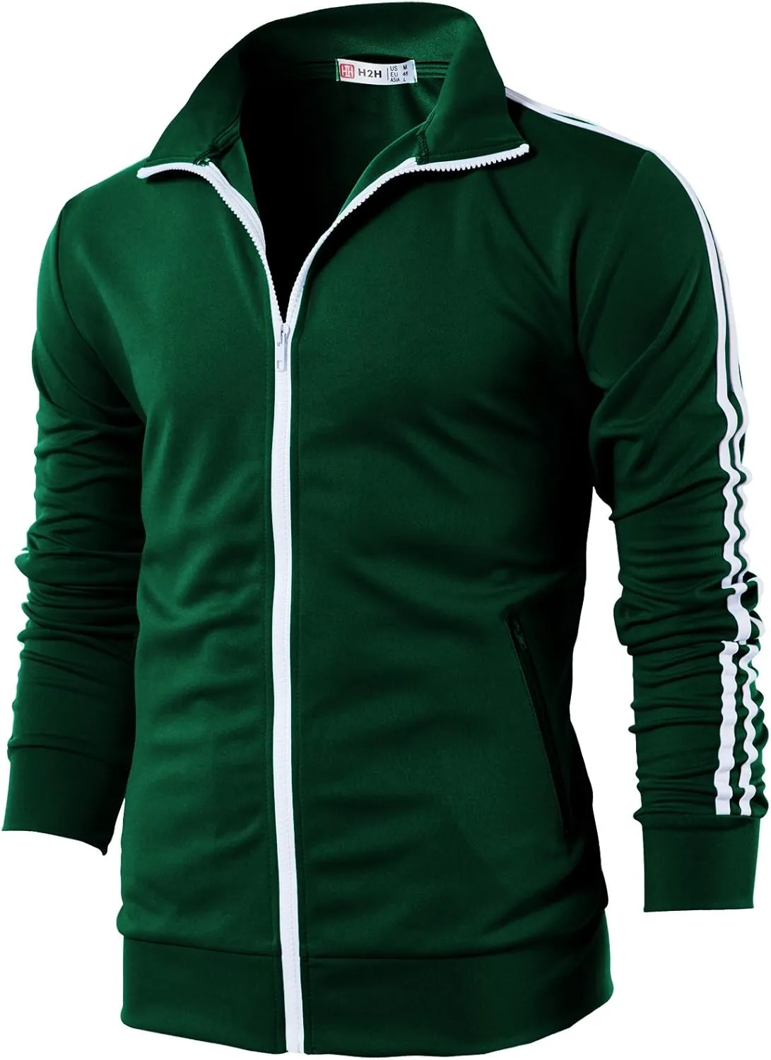 H2H Mens Active Slim Fit Track Lightweight Jacket Zip-up Long Sleeve