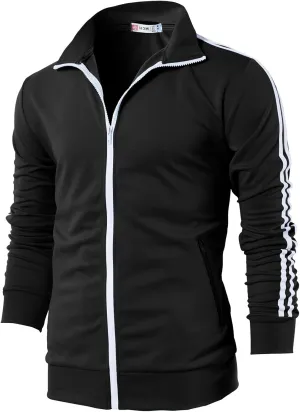 H2H Mens Active Slim Fit Track Lightweight Jacket Zip-up Long Sleeve
