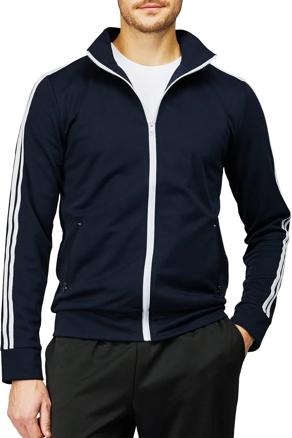 H2H Mens Active Slim Fit Track Lightweight Jacket Zip-up Long Sleeve