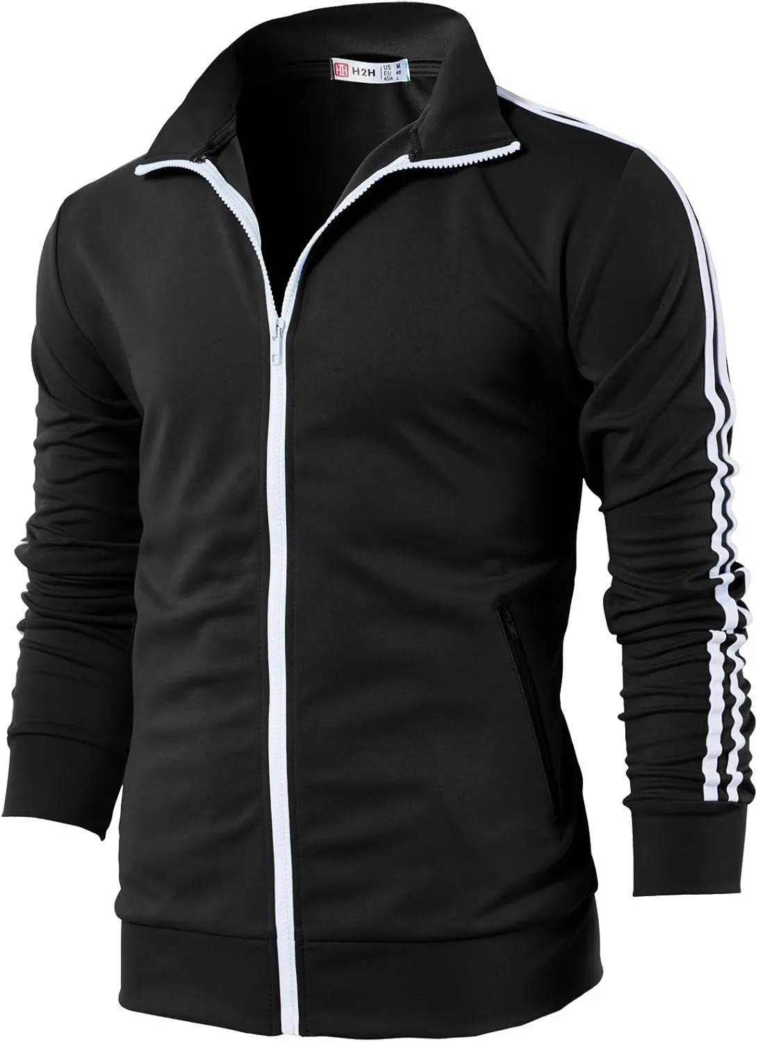 H2H Mens Active Slim Fit Track Lightweight Jacket Zip-up Long Sleeve