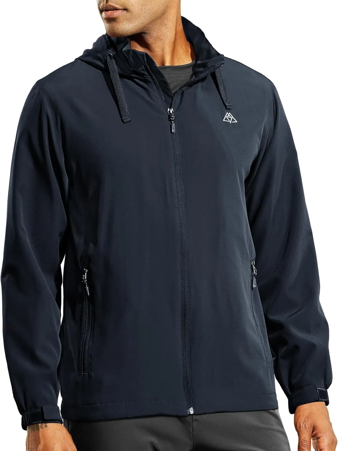 Haimont Men’s Packable Windbreaker with Hood Lightweight Windproof Water Resistant Hooded Jacket for Running Hiking Travel