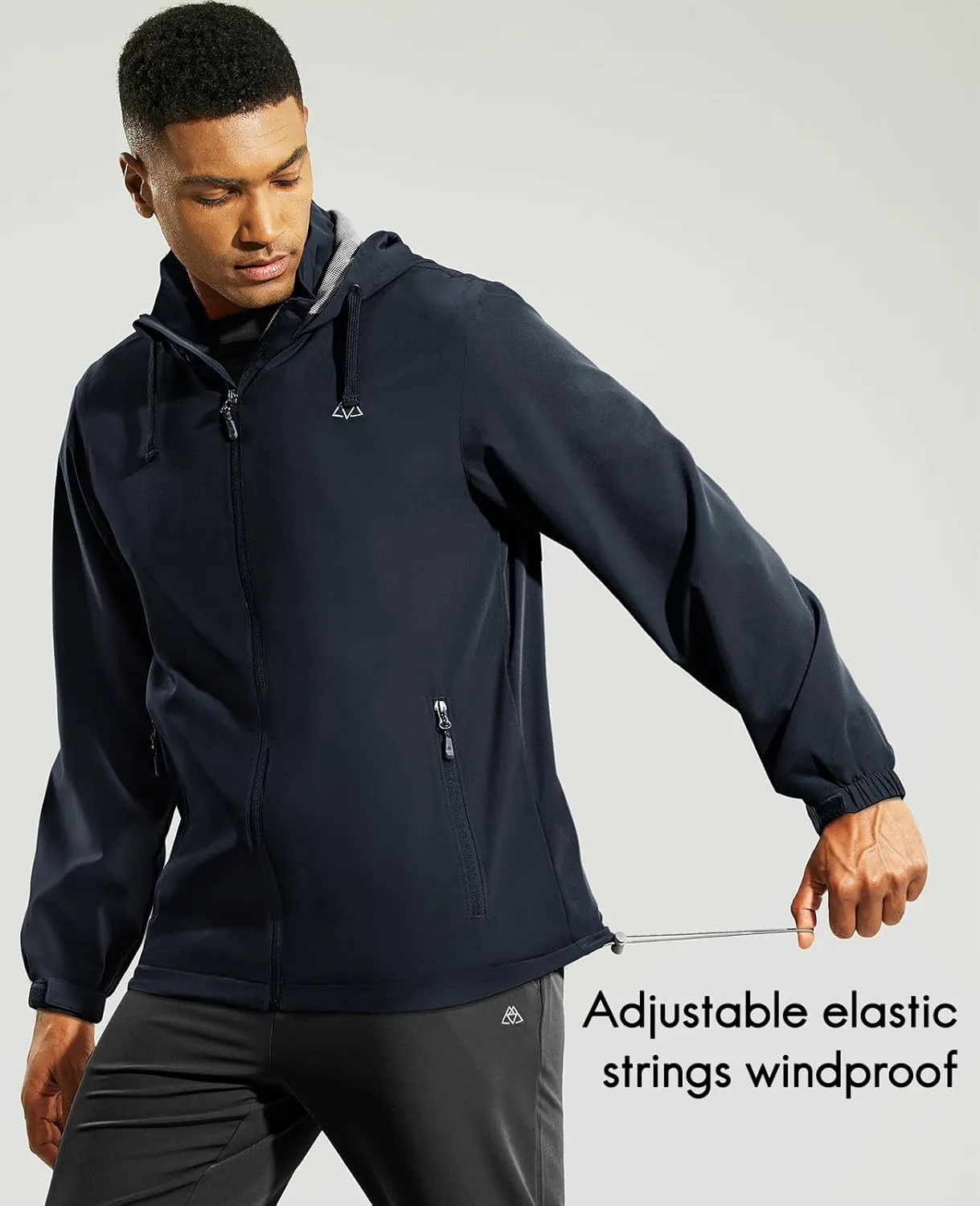 Haimont Men’s Packable Windbreaker with Hood Lightweight Windproof Water Resistant Hooded Jacket for Running Hiking Travel