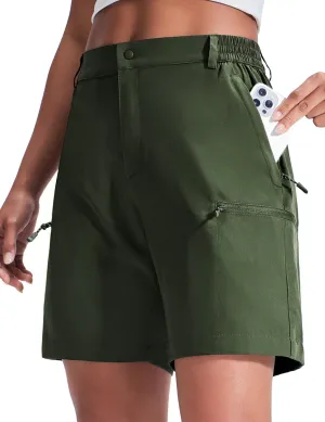 Haimont Women's 7" Hiking Cargo Shorts Quick Dry Lightweight Stretch UV Protection with Zipper Pockets Travel Camping