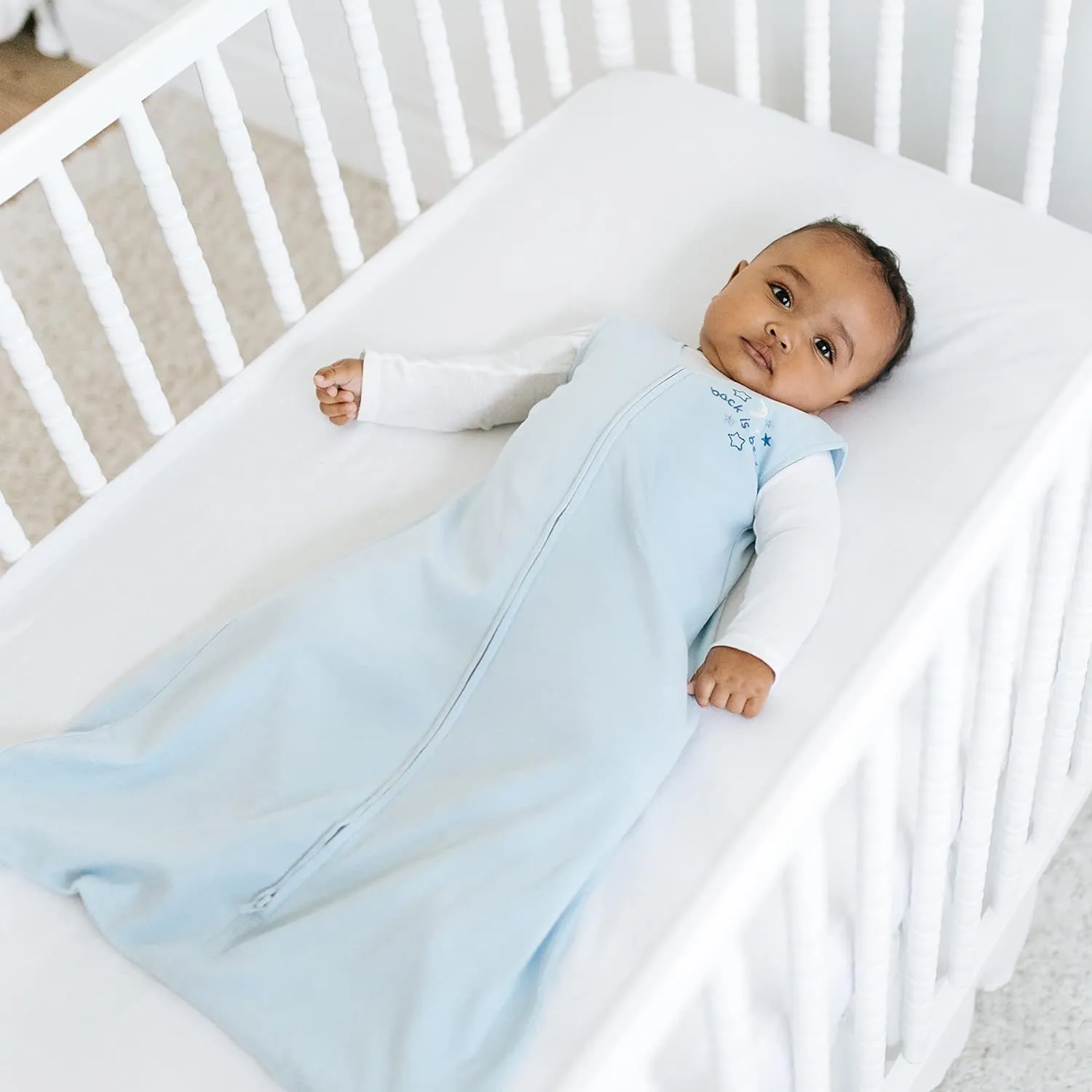 HALO Sleepsack, 100% Cotton Wearable Blanket, Swaddle Transition Sleeping Bag, TOG 0.5, Baby Blue, X-Large
