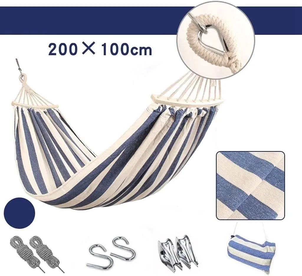 Hammocks for Outside Recreation Thicken Canvas Hammock Swing Outdoor Double People Dormitory Camping Hammocks Indoor Home Hammock Camping, 200*100cm, Blue