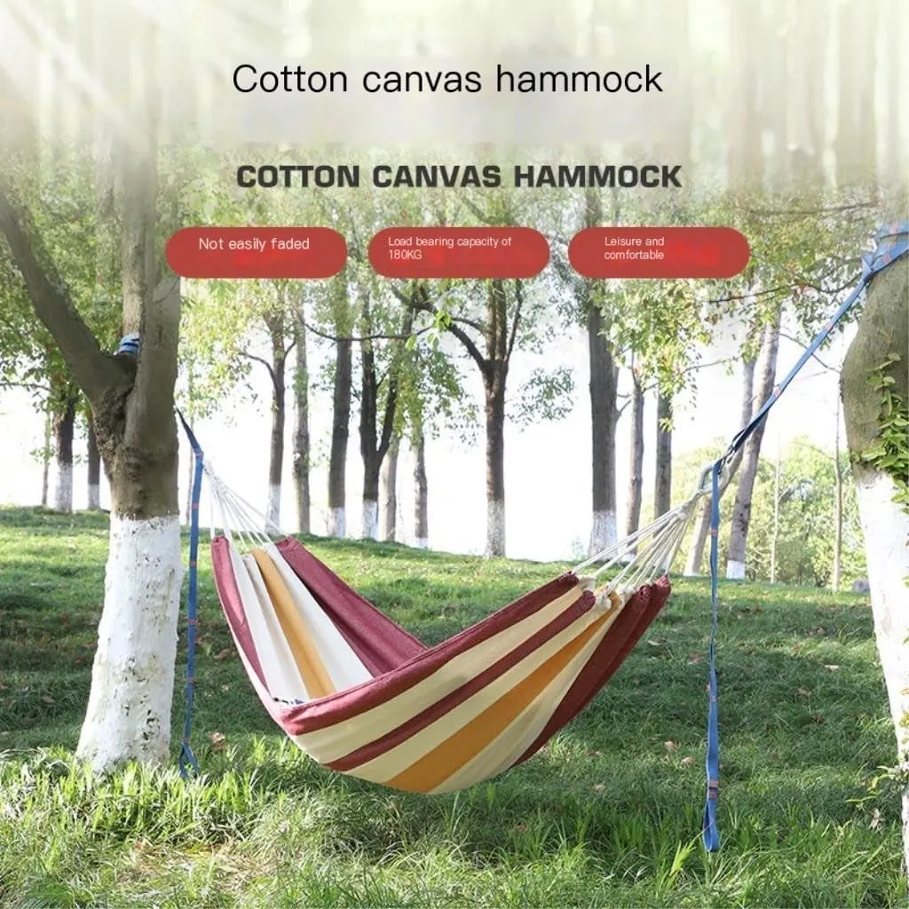 Hamock Thickened Cotton Canvas Camping Hammock Sheets Double Hammock Outdoor Camping Swing Dormitory Hanging Chair Hanmock(D)