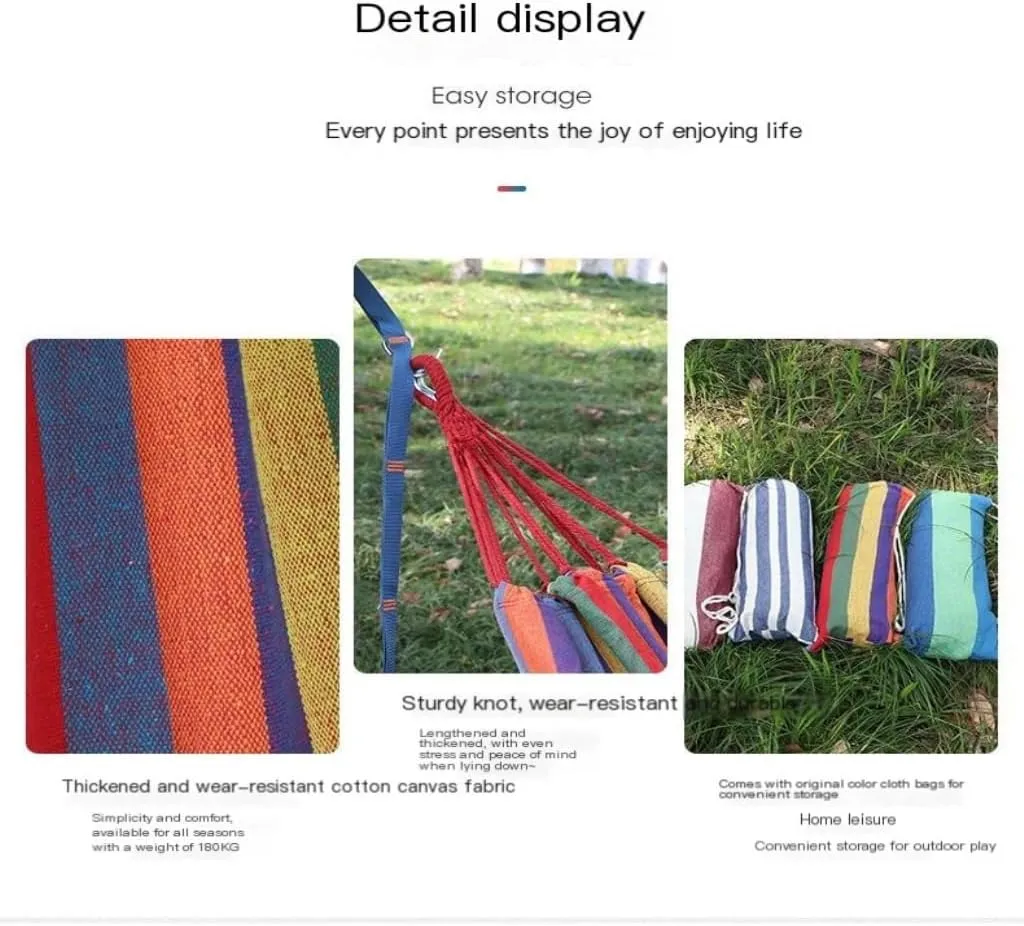 Hamock Thickened Cotton Canvas Camping Hammock Sheets Double Hammock Outdoor Camping Swing Dormitory Hanging Chair Hanmock(D)