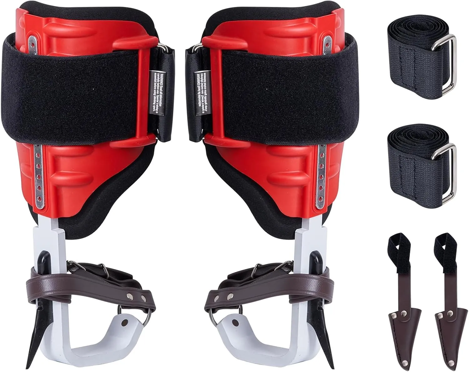 Happybuy Tree Climbing Spikes, 1 Pair Aluminum Climbing Spurs, 350lbs Load Capacity Tree Climbing Gear with Straps and Spike Protectors, Arborist Equipment for Climbers, Hunting, Fruit Picking, Red