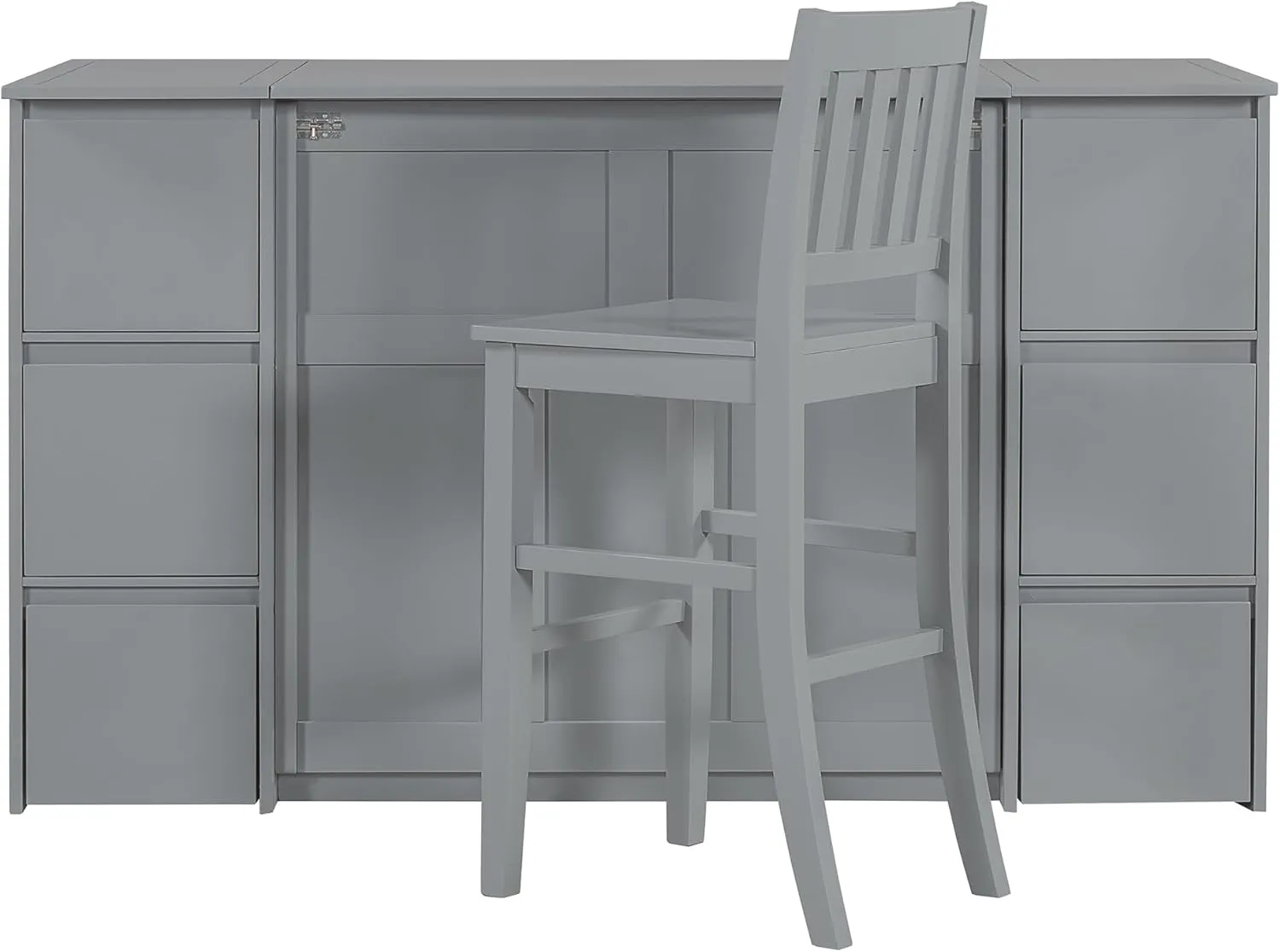 Harper & Bright Designs Twin Size Murphy Bed Wall Bed Cabinet with High Stools, Storage Drawers, Cabinets and USB Ports, Space-Saving for Multipurpose Guest Room or Home Office, Gray