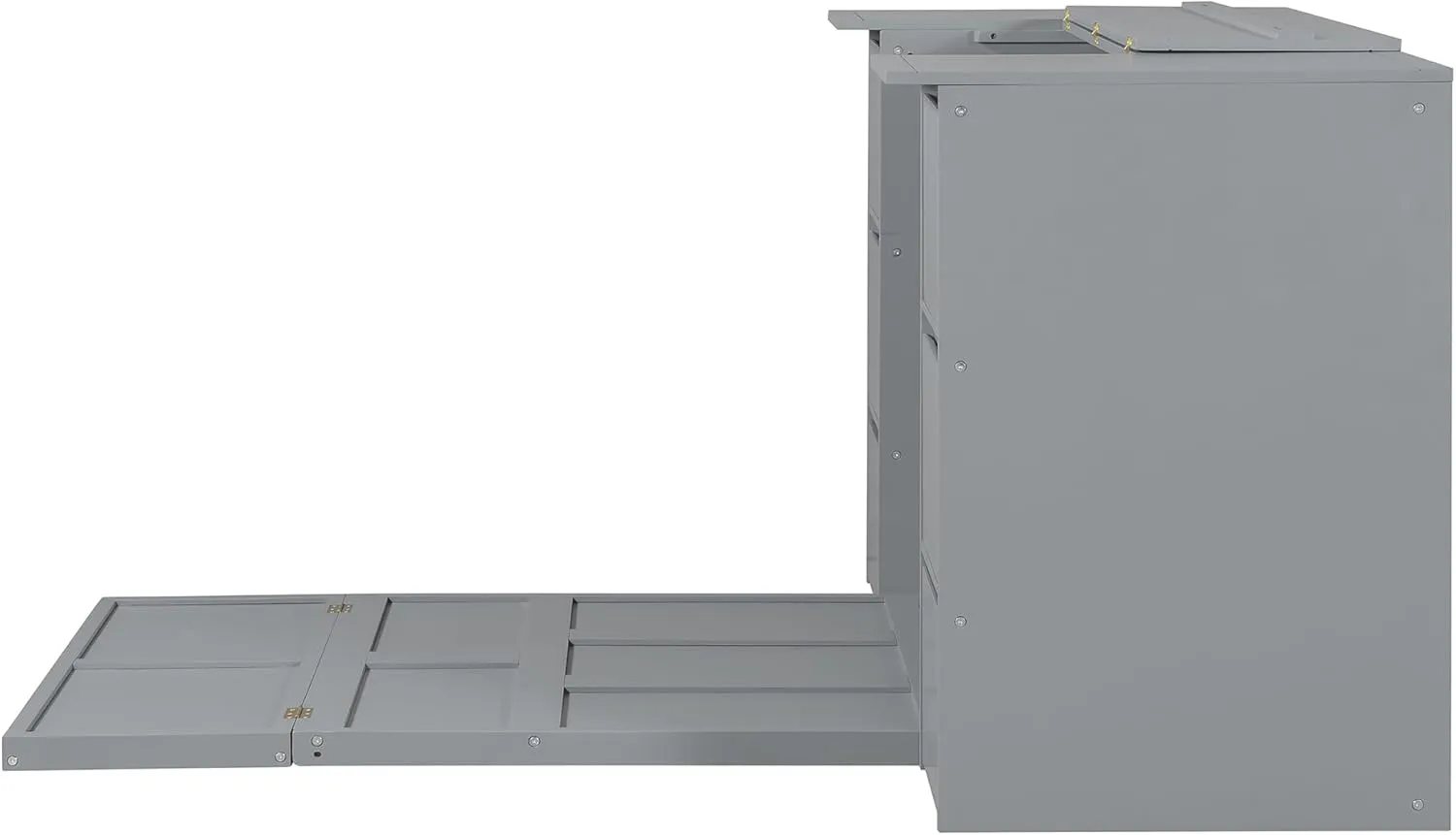 Harper & Bright Designs Twin Size Murphy Bed Wall Bed Cabinet with High Stools, Storage Drawers, Cabinets and USB Ports, Space-Saving for Multipurpose Guest Room or Home Office, Gray