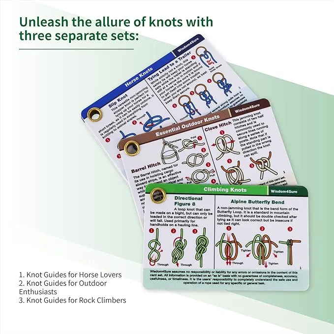 Harrison Howard Wisdom4Sure Comprehensive Knot Card Collection Horse, Outdoor, and Climbing Knots Card Set Waterproof Knot Tying Cards Ultimate Knot Guides