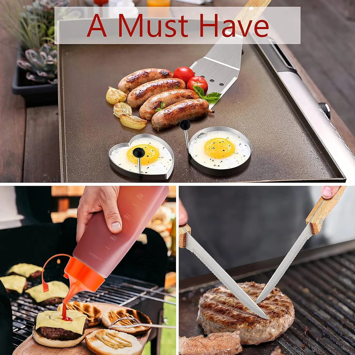 HaSteeL Griddle Accessories Set of 20, Complete Stainless Steel Griddle Spatula Tools with 9” Melting Dome, Heavy Duty Metal Spatulas Choppers Cast Iron Grill Press for Flat Top Teppanyaki BBQ Outdoor