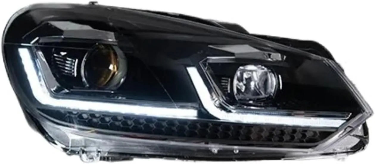 Head Lamp Compatible For VW 6 MK6 Headlight 2009-2012 Headlights Golf6 Turn Signal Angel Eye Projector Lens(TSI Sliver One Set,Left)