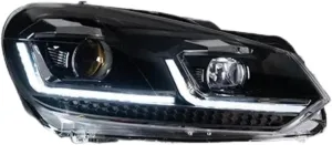 Head Lamp Compatible For VW 6 MK6 Headlight 2009-2012 Headlights Golf6 Turn Signal Angel Eye Projector Lens(TSI Sliver One Set,Left)