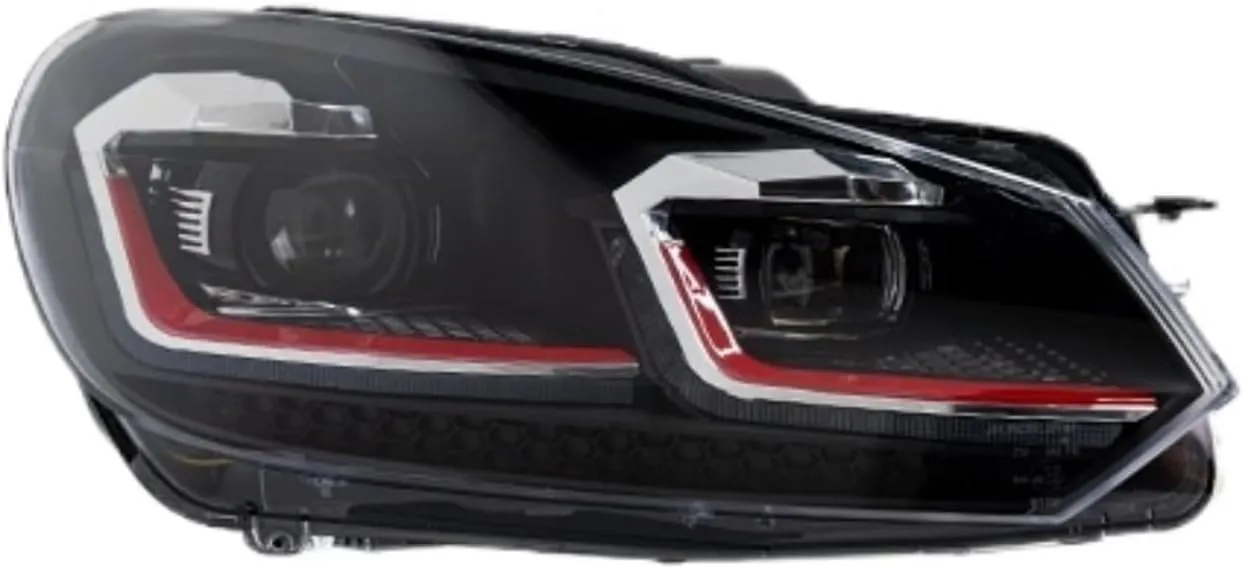 Head Lamp Compatible For VW 6 MK6 Headlight 2009-2012 Headlights Golf6 Turn Signal Angel Eye Projector Lens(TSI Sliver One Set,Left)