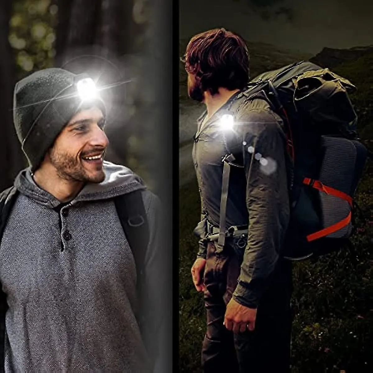 Head Torch Headlamp Headlight Outdoor Night Clip On Running Lights Reflective U