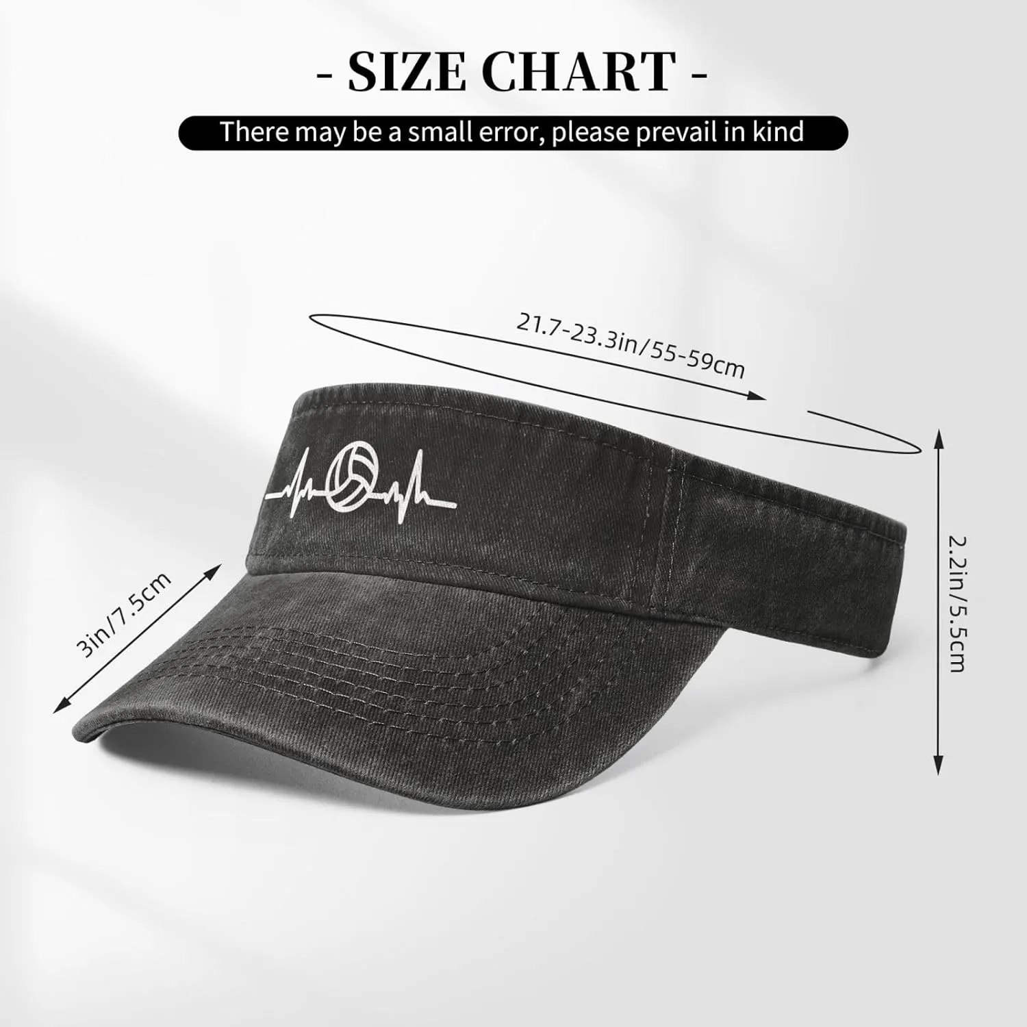 Heartbeat Volleyball Sun Visor Hats Women Men, Protection Adjustable Baseball Cap for Beach Golf Running Tennis