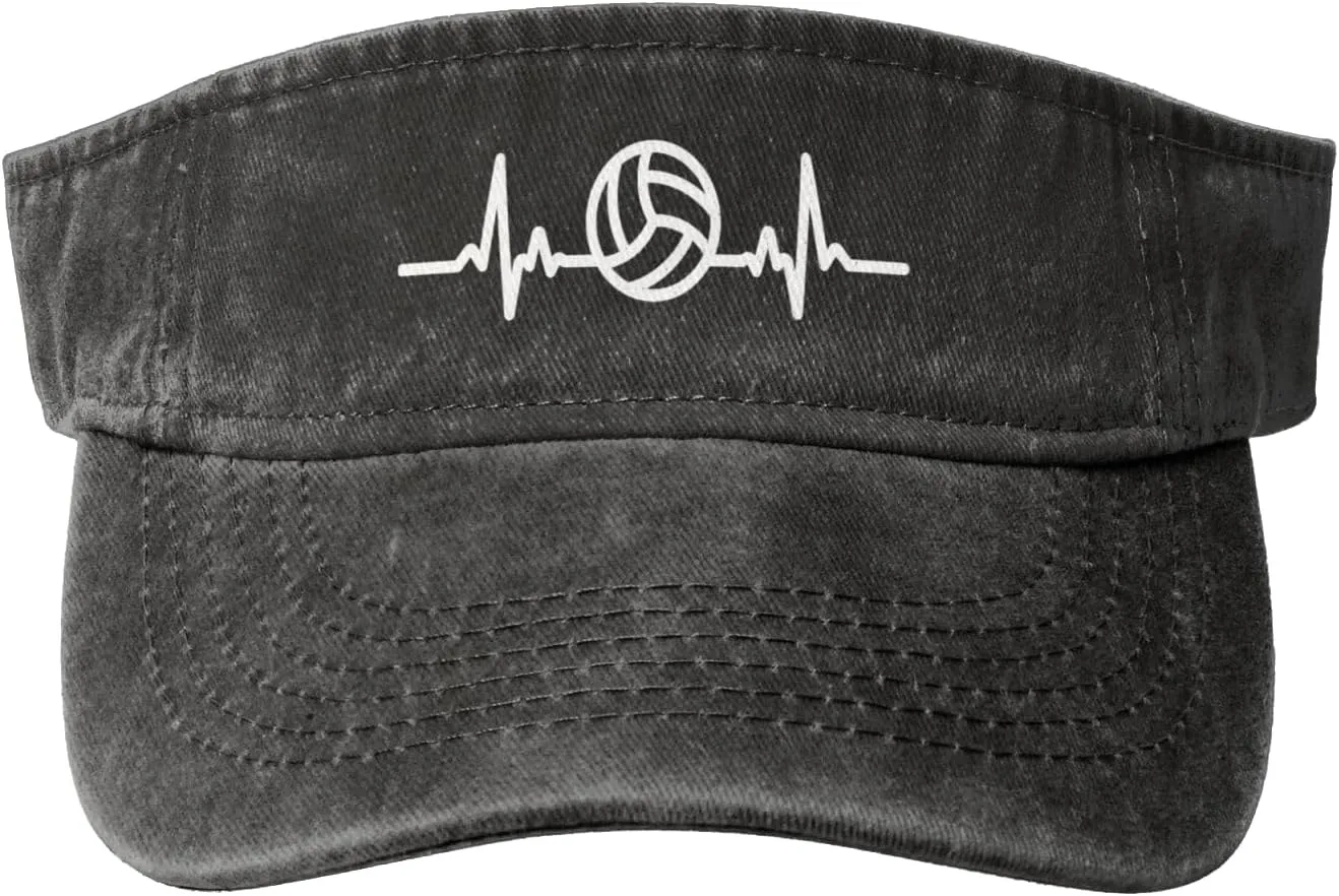 Heartbeat Volleyball Sun Visor Hats Women Men, Protection Adjustable Baseball Cap for Beach Golf Running Tennis