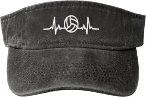 Heartbeat Volleyball Sun Visor Hats Women Men, Protection Adjustable Baseball Cap for Beach Golf Running Tennis